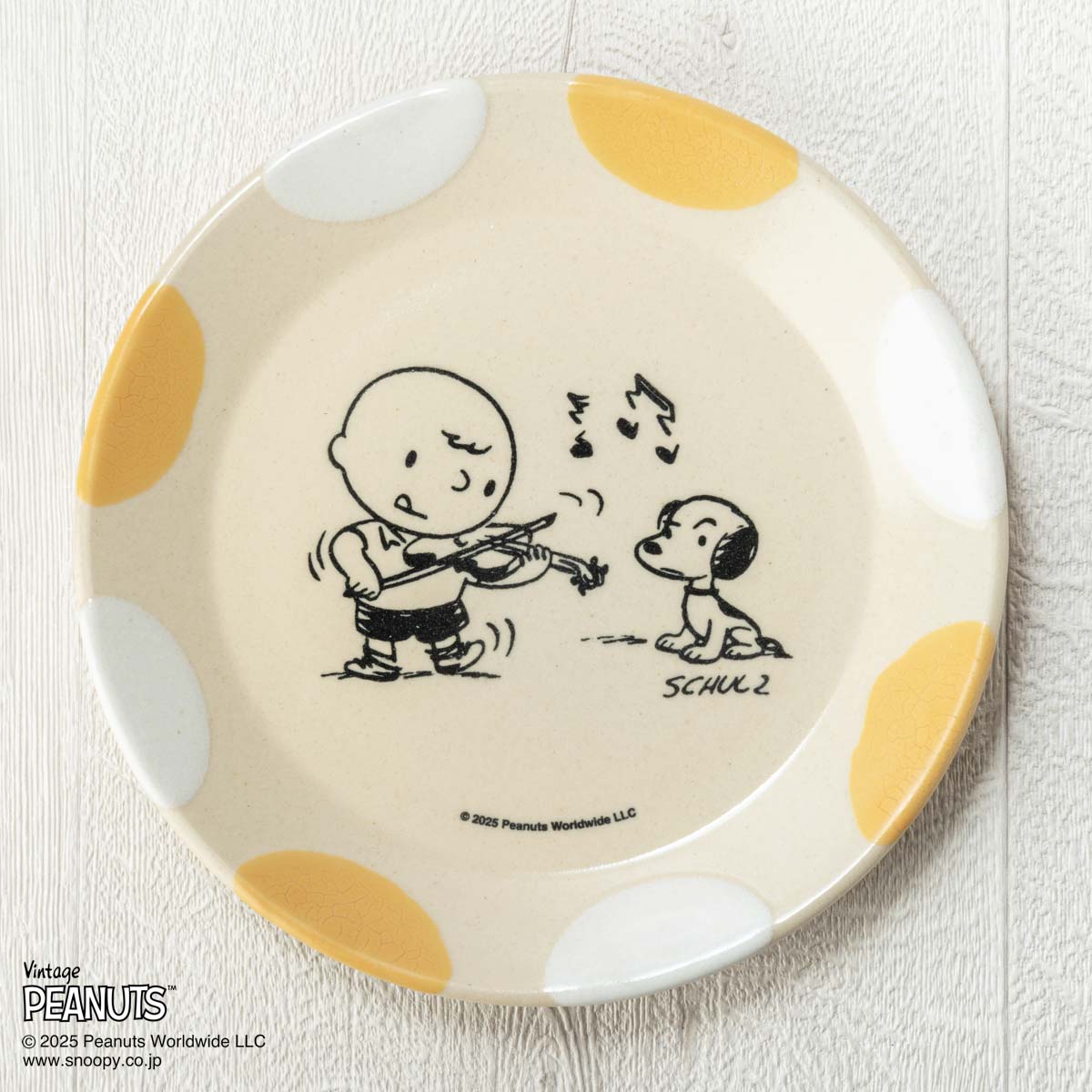 MASHICO プレート17cm PEANUTS [Violin] イエロー/ホワイト